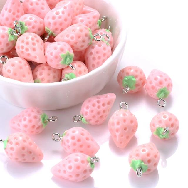  10Pcs Strawberry Beads Pink Red Strawberry Shaped