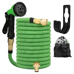 Expandable High-Pressure Garden Hose with Double Metal Connector - 100FT-30M Extended (Green)