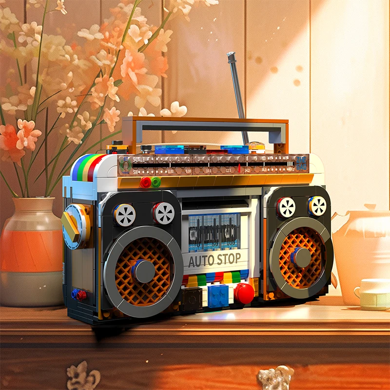 554PCS Color Radio Model Building Blocks Retro Small Home Appliances Assembly Bricks DIY Toys Decoration Children Holiday Gift 1
