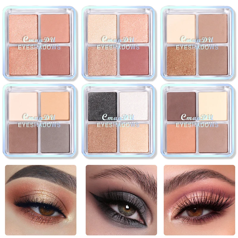 

4 Colors Matte Glitter Eyeshadow Palette Smoky Rose Pink Eye Shadow Long Lasting Waterproof Eye Earth Color Daily Makeup Makeup