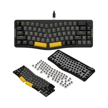 MAMBASNAKE x ATTACK SHARK AKS068 Alice Layout Wired Mechanical Keyboard, Gasket Mount 68 Keys Ergonomic Gaming Keyboard USB-C 1
