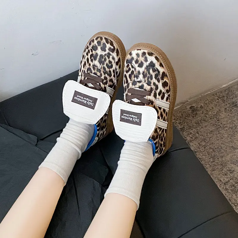 Retro Leopard Women's Casual Shoes Comfortable Breathable Trendy Shoes Woman Non-Slip Wear-Resistant Skateboard Sneakers Female