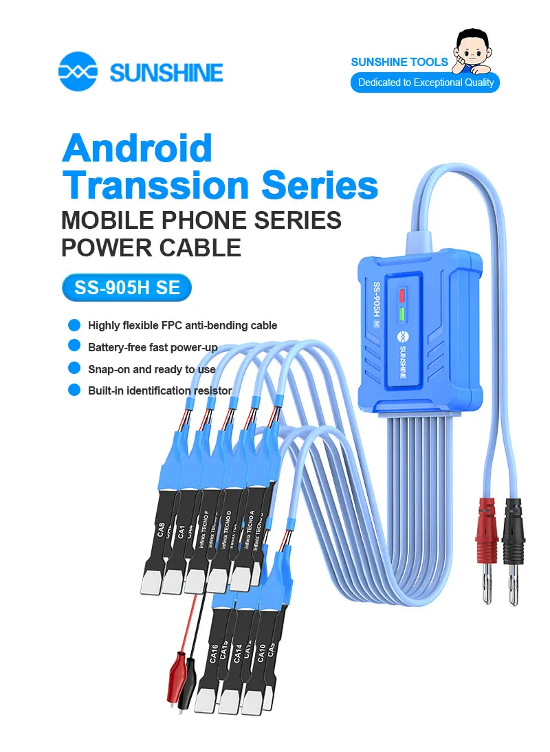 SUNSHINE SS-905H SE Transsion Series Stromkabel zur Reparatur von Android-Telefonen HW MI SAM OP HTC Batteriefreies Stromkabel-Werkzeug – Detail 1