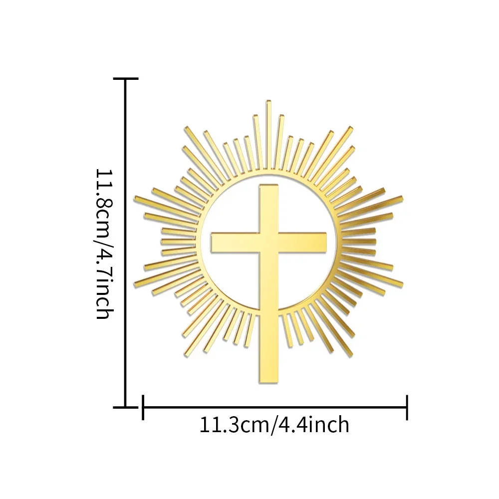 Cross Cake Topper Gold Acrylic Baptism Christening Happy Birthday Cake Toppers Communion Wedding Party Baby Shower Decoration