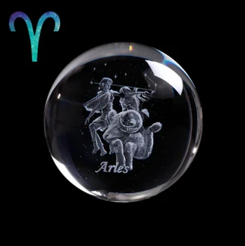 3D Zodiac Zodiac Constellations Crystal Ball Laser Engraved Crystal Craft Luminous Night Light Glass Sphere Home Decor Gift