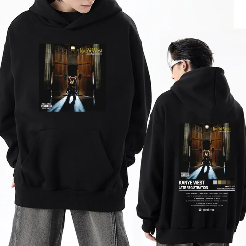 

Vintage 2005 Kanye West Late Registration Tour Hoodie Sweatshirts Hip Hop Gothic Long-sleeved Sweatshirt Male Streetwear Hoodies