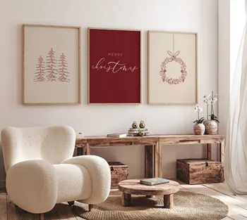 Beige and Red Christmas Posters 1