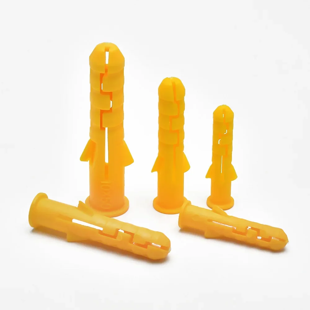150-500pcs Plastic Expansion Pipe Tube Rubber Plug Wall Plugs M6 M8 M10 Plastic Ribbed Anchor for Self-tapping Screw