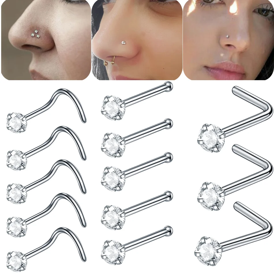 

1pcs Stainless Steel L Shape Nose Bone Stud Nostril Piercing Screw Nose Ring Retainer Holder Nazir Stud Piercing Body Jewelry