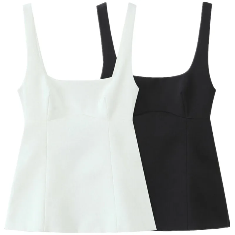 Spring 2025 Women's Faion Strap Ba  Knot Decoration Square Collar Slim Fit Top Versatile Sle Regular Length