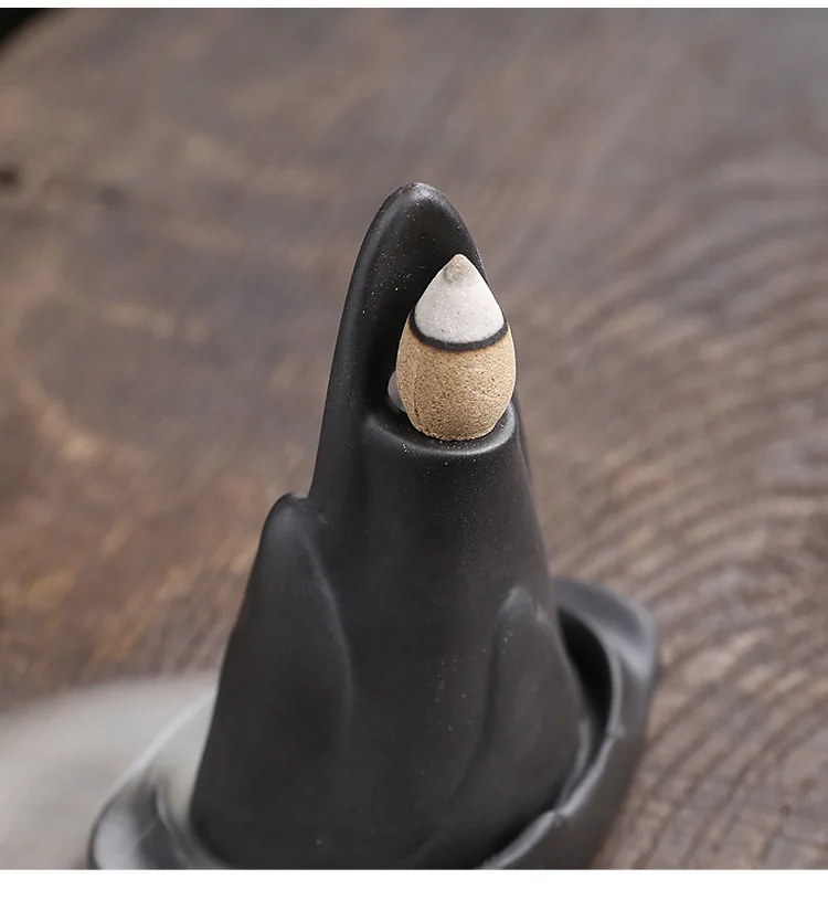 Zen Meditation Backflow Incense Burner Purple Clay Incense Holder for Home Decor Aromatherapy Relaxation Gifts (Without Incense）