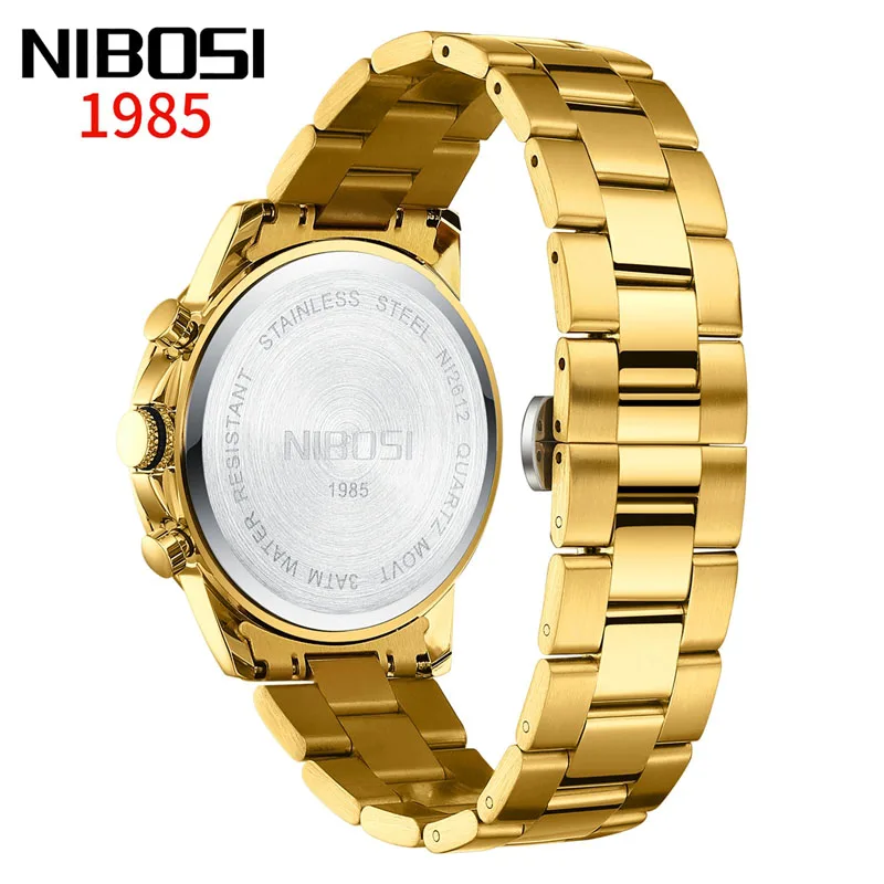 NIBOSI Brand Luxury Chronograph  Quartz Watch for Men Stainless Steel Waterproof Calendar Fashion Mens Watches Relogio Masculino