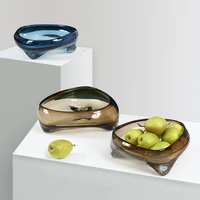 Glass Tray Geometric Triangle Transparent Glass Fruit Tray Desktop Storage Dish Jewelry Organizer Home Decoration Accessories 1