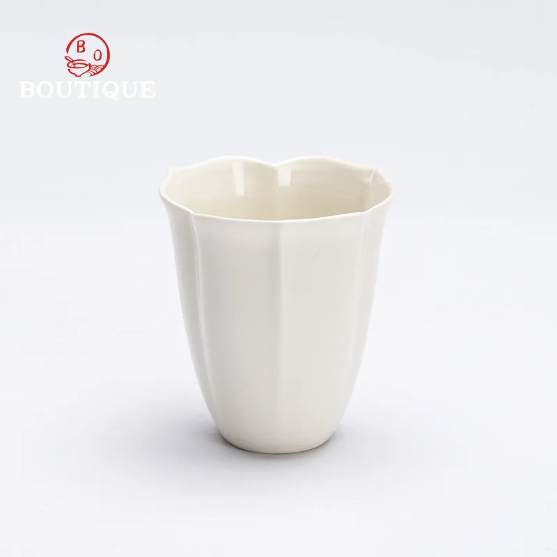 Grass Ash Handmade Petal Tea Cup Ceramic Cup For Tea Kung Fu Set Cups Home White Small Master Smelling Unusual