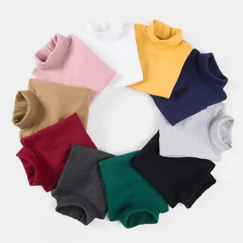 

Winter Baby Toddler Clothes Teenager Boys Girls T Shirts Cotton Kids Long Sleeve Turtleneck T Shirt Tops Children Basic Top Tee