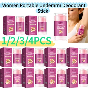 1/2/3/4PCS Women Portable Underarm Deodorant Stick Natural Peach Vanilla Scented Solid Balm Multi-Use for Armpits Hands Feet 1