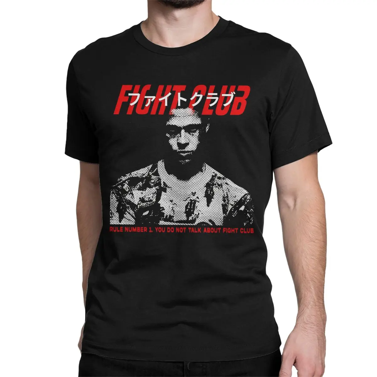 thumbnail image 1 of Camiseta de manga corta con cuello redondo de algodón para hombre y mujer, con diseño de personajes de la película "Tyler Fight Club", talla grande, 1 of 7