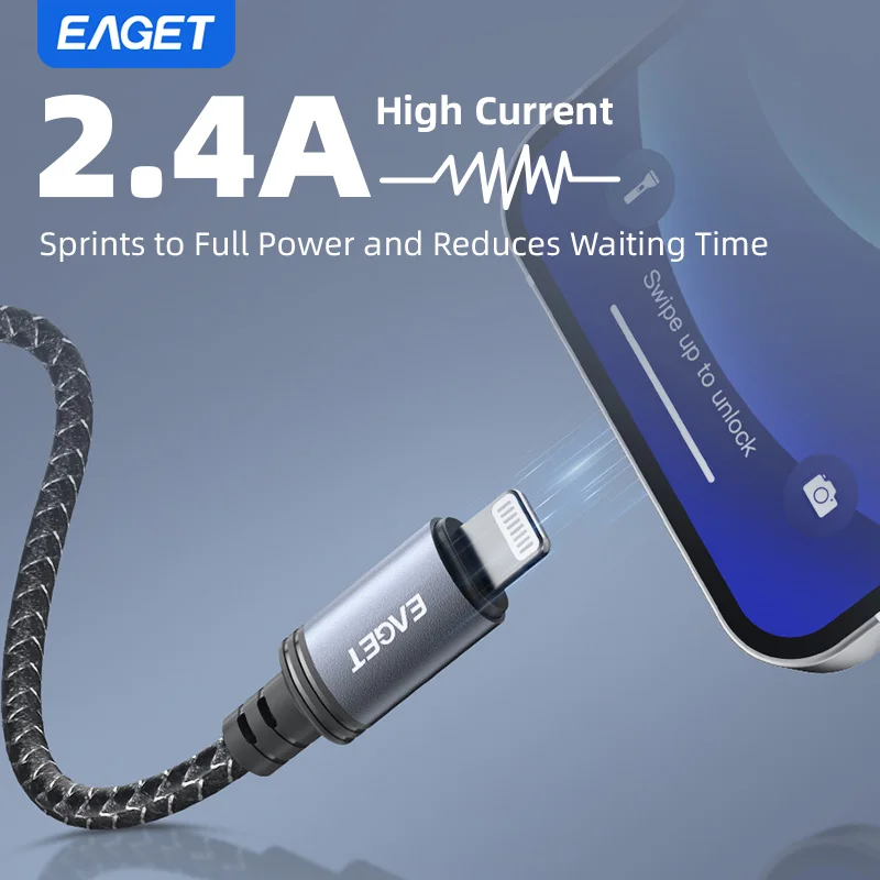 High-Speed USB to Lightning Charging Cable with Thick Copper Core and 480Mbps Data Transfer