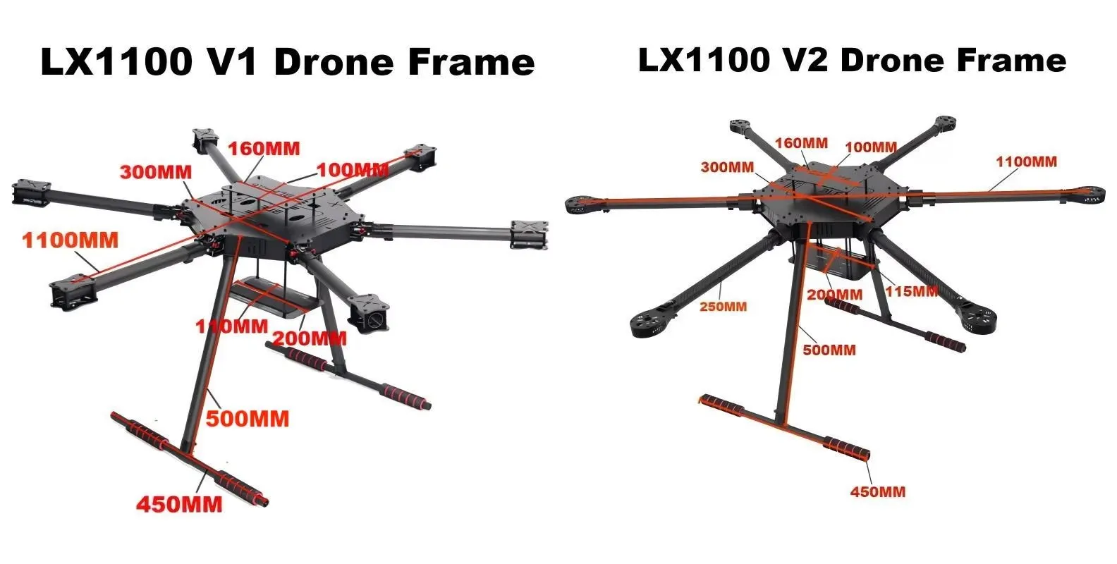 รูปสินค้า โครงสร้างโดรน FPV คาร์บอน 1100 มม. พร้อม ESC และชุดควบคุม