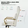 Executive Office Chair with Adjustable Lumbar Support, Leather Ergonomic Office Chair with Padded Armrests，Tilt and High Back 5