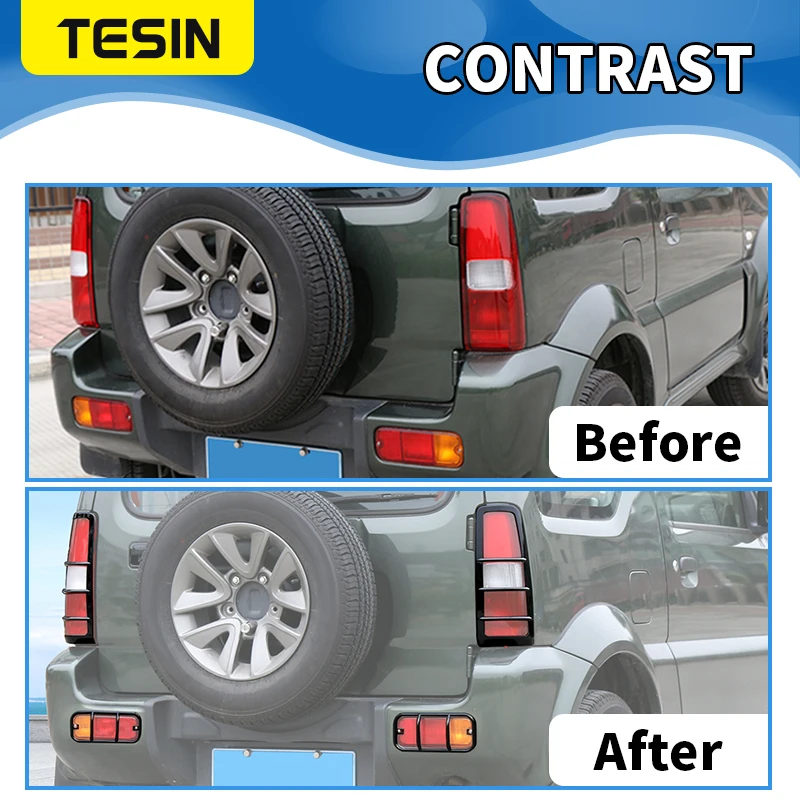 Car Rear Fog Light Tail Light Lamp Decoration Cover Headlight Trim Frame for Suzuki Jimny 2007- Exterior Accessories Car Tail Light Decals Tail Lamp Cover