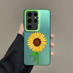 Silver Sunflower IMD Design Phone Case - Elegant Floral Protective Cover - Samsung A50 (B4 - Green)