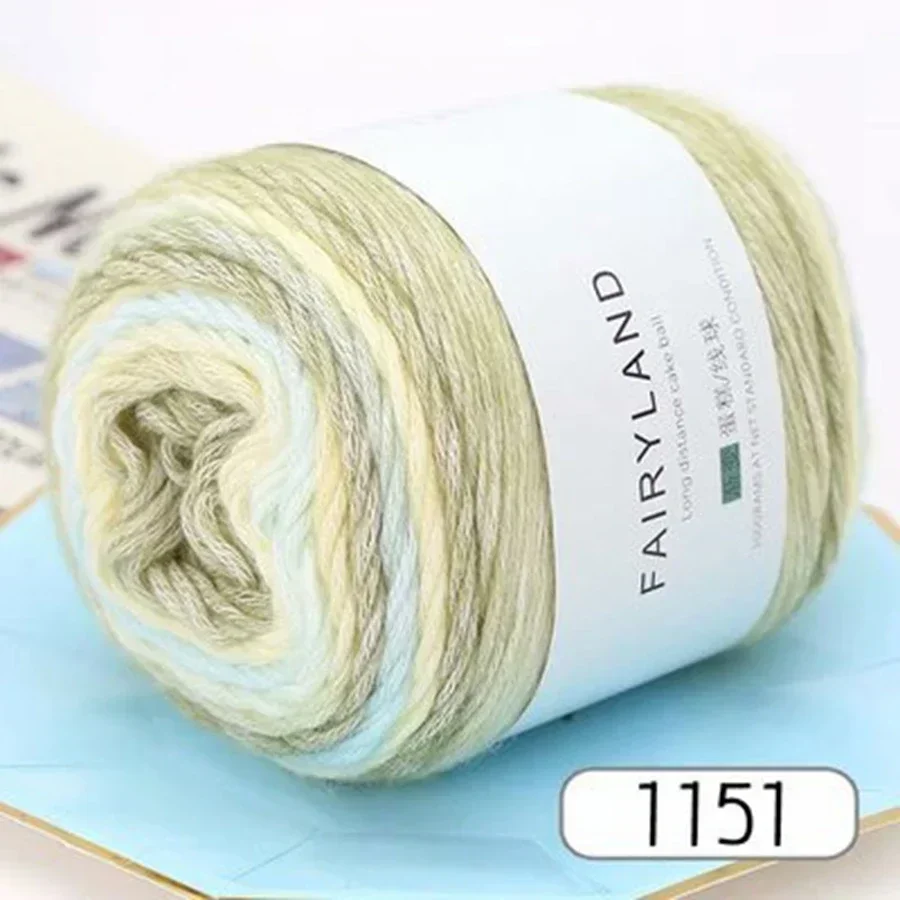 100g Rainbow Woollen Yarn New Soft Hand Woven Cake Yarn Hat Scarf Sweater Dyeing Crocheting Fancy Blend Yarn 6