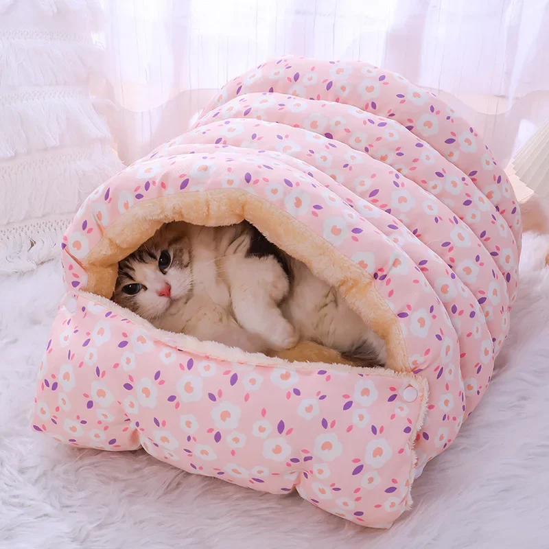 Pet dog bed house cat nest dog house cat bed kennel pet bed warm princess bed dog beds for small dogs cat house