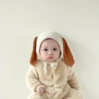 Winter Plush Baby Bunny Hat With Rabbit Ear Kids Beanie Cap For Girls Adjustable Thick Warm Kids Bonnet Cap Infant Accessories 1