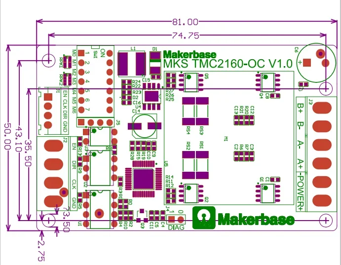 MKS TMC2160 스테퍼 모터 드라이버 자동 Nema 23 드라이버 TMC 2160 OC 스테핑 엔진 2상 하이브리드 컨트롤러 3d 프린터 부품