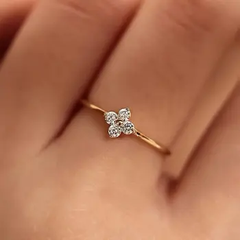 White Zircon Dainty Small Flower Thin Rings For Women Vintage Gold Silver Color Stacking Minimalist Wedding Bands Daily Jewelry 1
