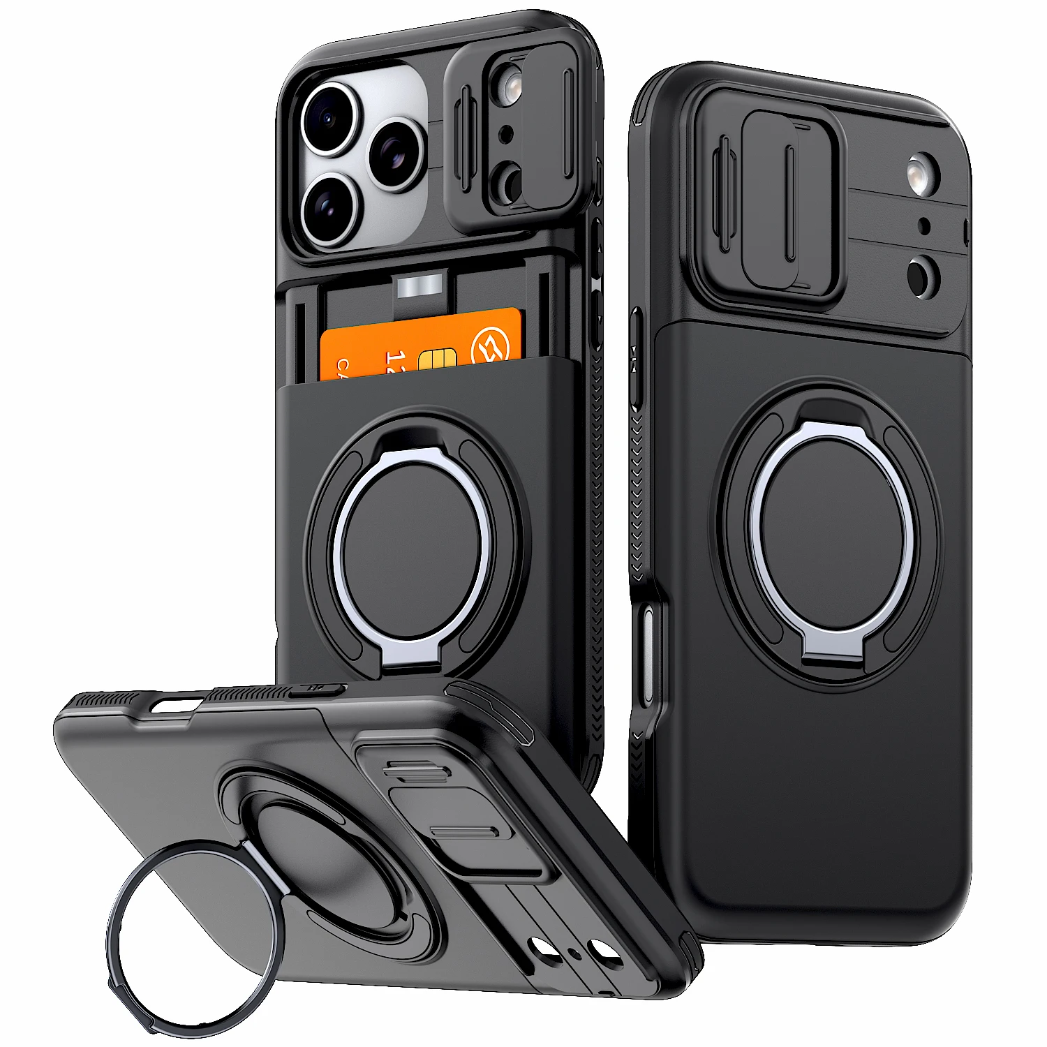 Premium Shockproof Wallet Case with Card Holder and Stand Feature