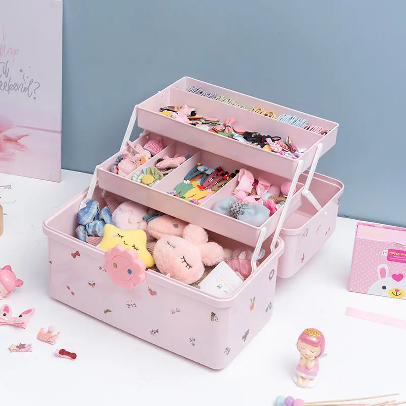 Desktop Jewelry Storage Box Children Hair Accessories Storage Box Hair  Ornament Organizer Hair Clip Headband Multi Layer Large Capacity Headband