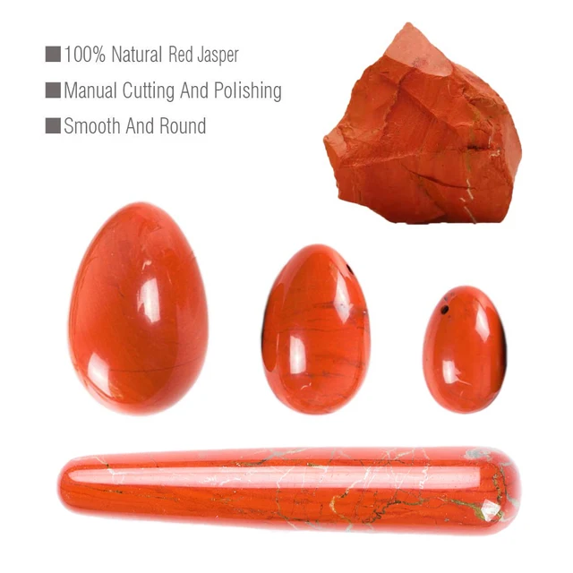 Jaspe rouge naturel pour femmes, exercice Kegel, œuf Yoni, resserrement musculaire du plancher pelvien, boule Ben Wa vaginale, œufs de Massage en Jade lisse 3