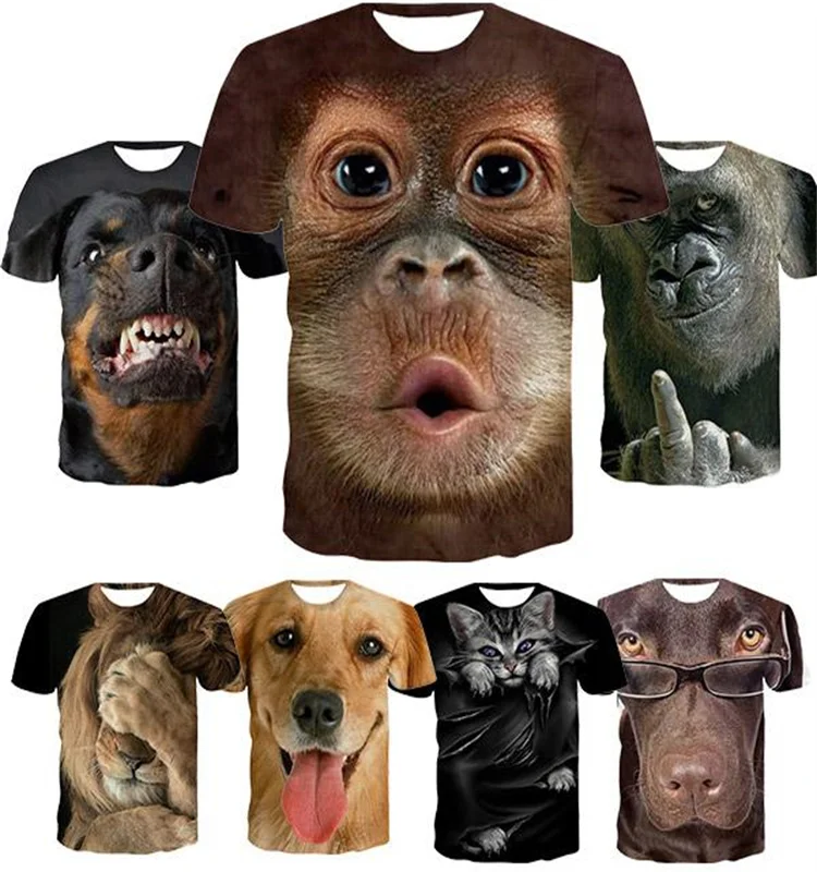 

Animal Print T-Shirt For Man Funny Men's Shirt Oversized T-Shirt Man 3d Pattern Male's Short Sleeve Casual Style 6xl
