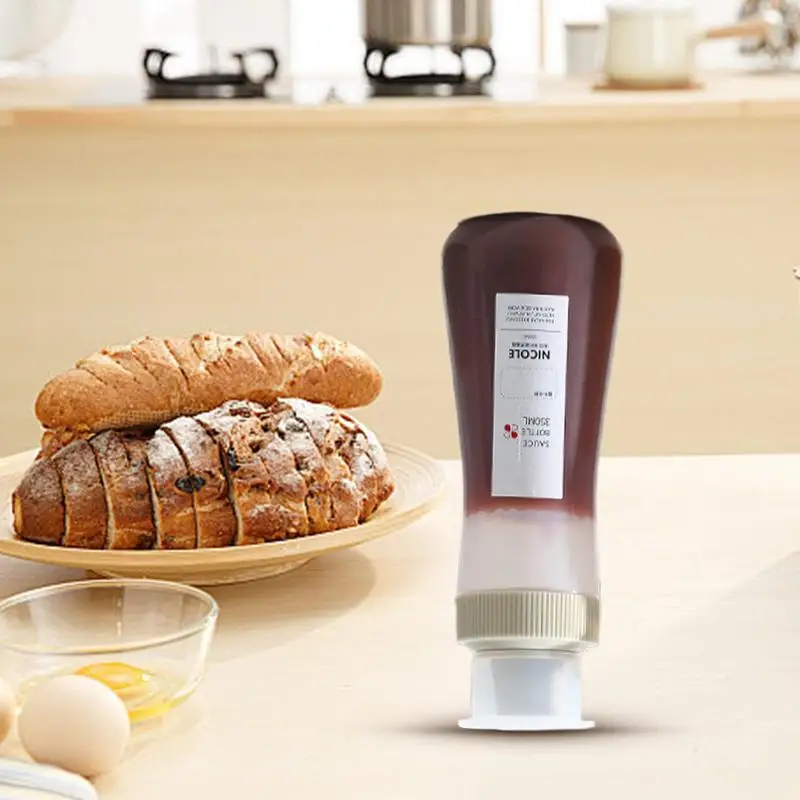Condiment Squeeze Bottles 350ml Salad Dressing Dispenser Bottle Condiment Squeeze Bottle With Lid and Scale for Ketchup Salad