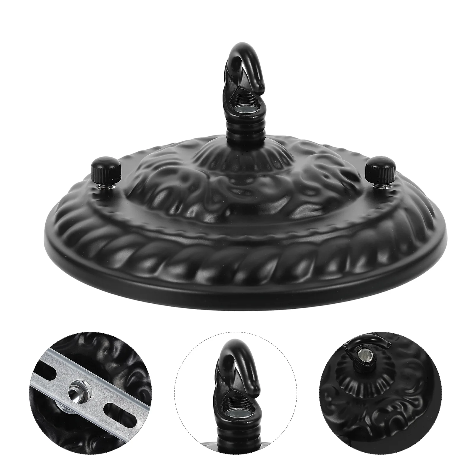 

Chandelier Shade Hook Retro Pendant Light Canopy Embossed Pattern Ceiling Plate Base with Lamp Steel