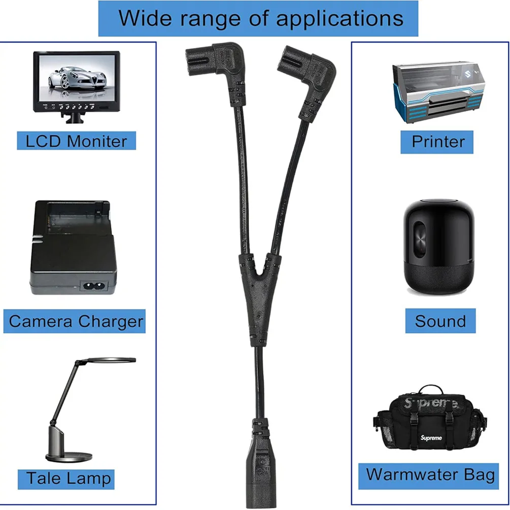 Dual C7 Y Splitter Power Cable with Right Angle Connector – 30CM Length
