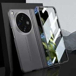 Magnetic Hinge Armor Blade Case with Outer Screen Glass and Anti - Knock Matte Cover for Oppo Find N3 (Grey)