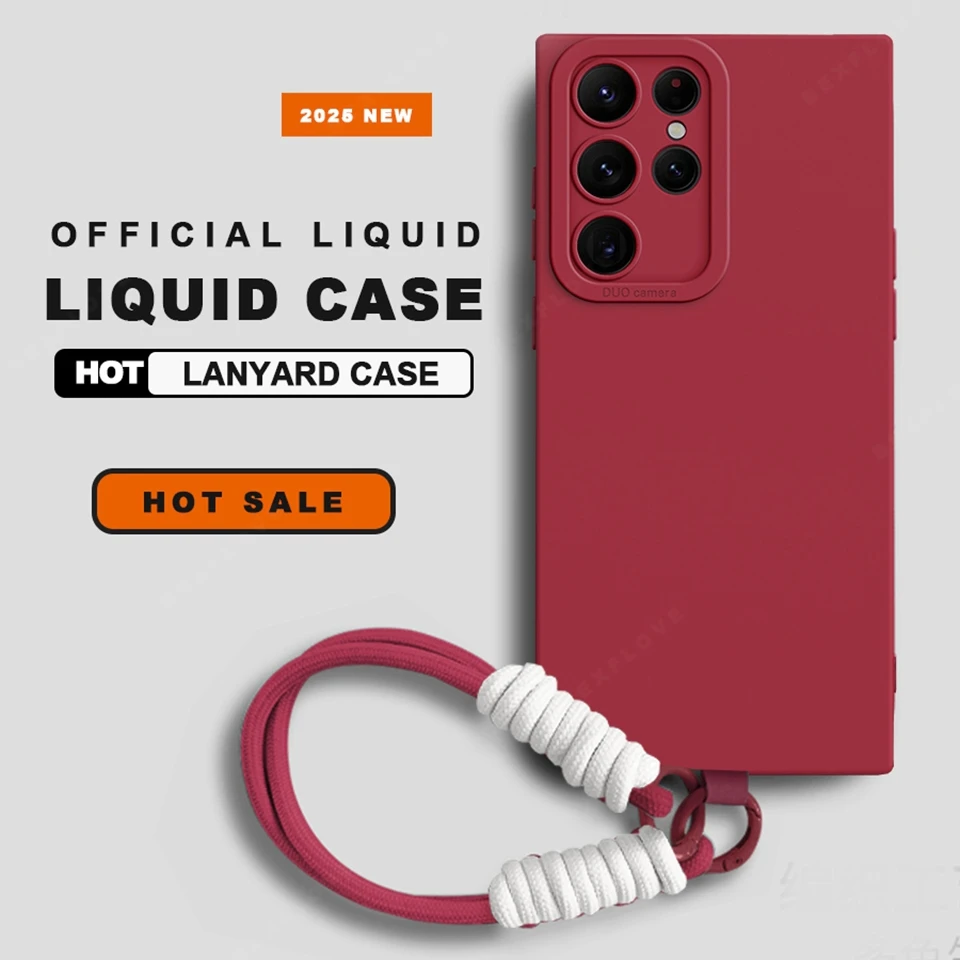 Liquid Silicone Phone Case with Wrist Strap and Lanyard Attachment - Original Cover