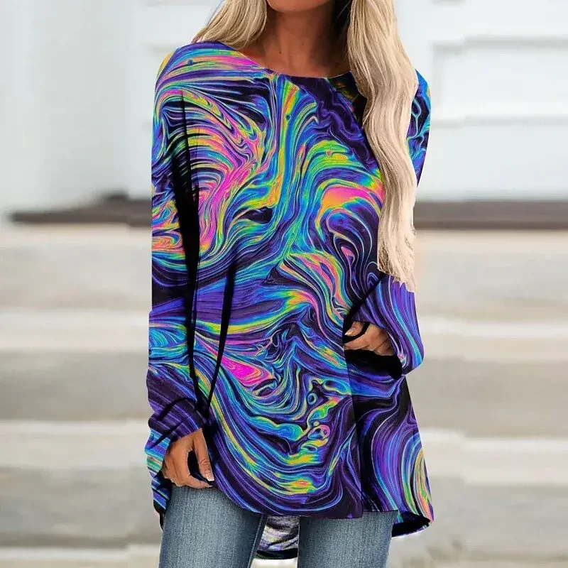 Abstract Grey Sublimated Regular Fit Women's T-shirt Dress