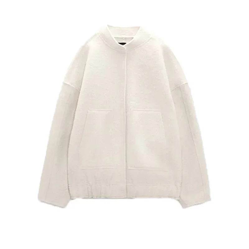 Grey Long Sleeve Coat Lady Warm with Pockets Outwear Jackets 2023 Spring Winter New Women's Jackets with Buttons Bombers