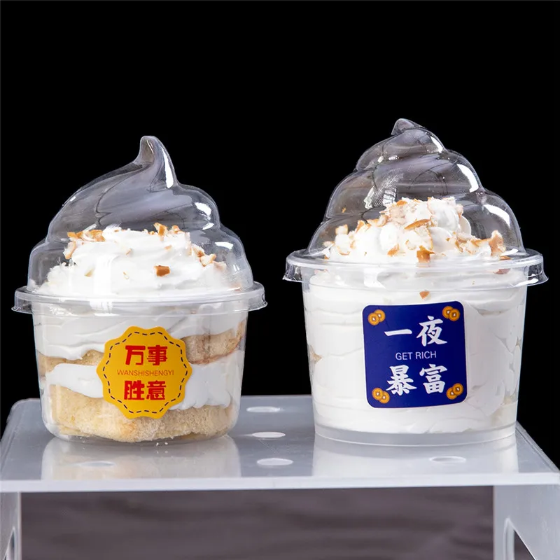 

50pcs 150ml 200ml ice cream cup transparent party packaging pudding jelly yogurt plastic cup cake tiramisu dessert cups with lid