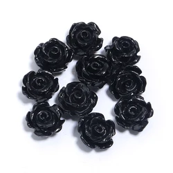 Elegant Rose Camelia Flower Beads - Premium Artificial Coral for DIY Jewelry and Accessories (Black)