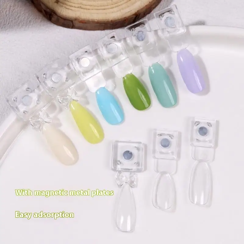 Magnetic False Nail Tip Display Clear Natural Color Card Polish Gel Stand Board Nail Palette Manicure Nail Glue Practice Tool