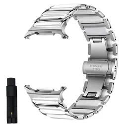 Luxury Ceramic Bracelet - Premium Metal Strap - Galaxy Watch Ultra (White Silver)