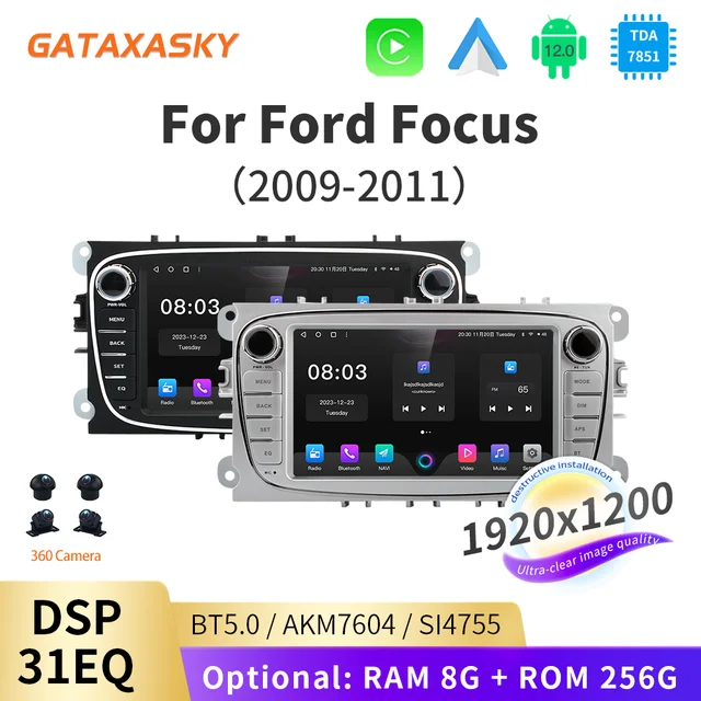 GATAXASKY 7'' For Ford Focus 2 S-Max 2009-2011 Car Android Auto Radio Multimedia Carplay Player WIFI Gps Navigation