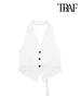 TRAF Women Fashion Backless Halter Neck Waistcoat Sexy Sleeveless Button-up Female Outerwear Chic Vest Tops 5