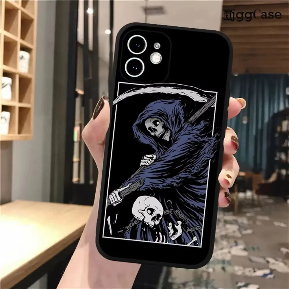 Grim Reaper Skull Skeleton Soft Silicone Black Phone Case
