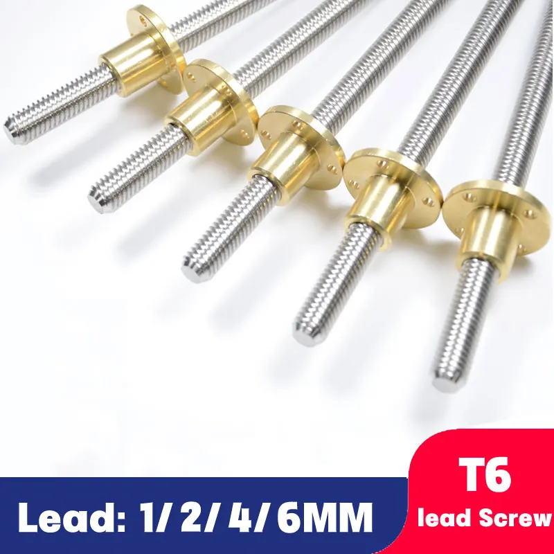 Parafuso de Chumbo com Porca de Bronze 304 Diâmetro mm Passo mm Comprimento 100 150 200 250 300 350 400 500 550 mm Aço Inoxidável t6